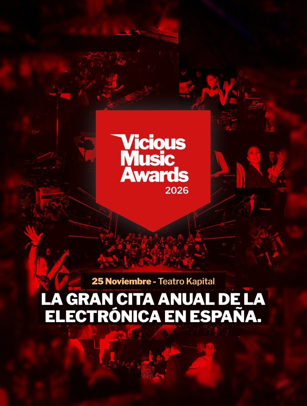 Gráfica oficial de los Vicious Music Awards 2026, 25 de noviembre en Teatro Kapital
