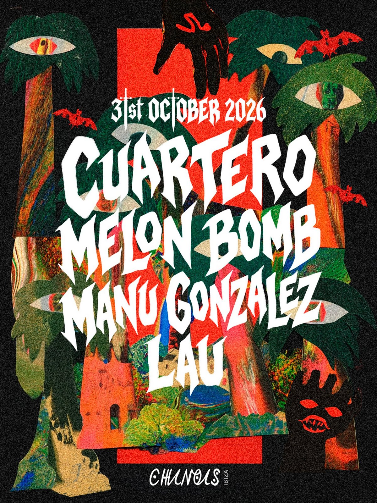 Cartel del Halloween de Chinois con Cuartero, MELON BOMB, Manu Gonzalez y Lau