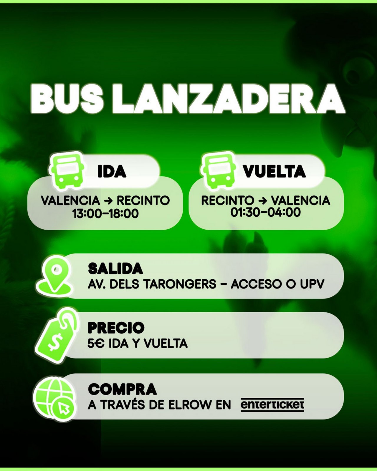 Autobuses lanzadera de Valencia a Sagunto para elrow Horroween