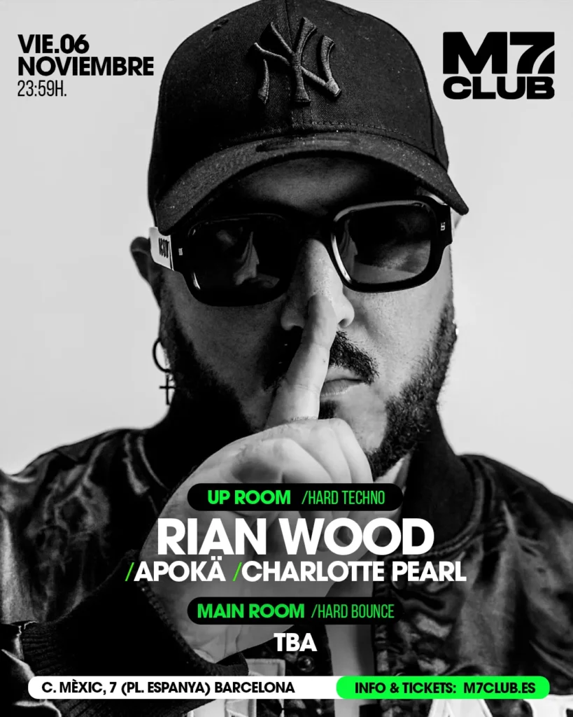 Cartel de M7 PRESENTA [UP ROOM] RIAN WOOD, APOKÄ & CHARLOTTE PEARL
