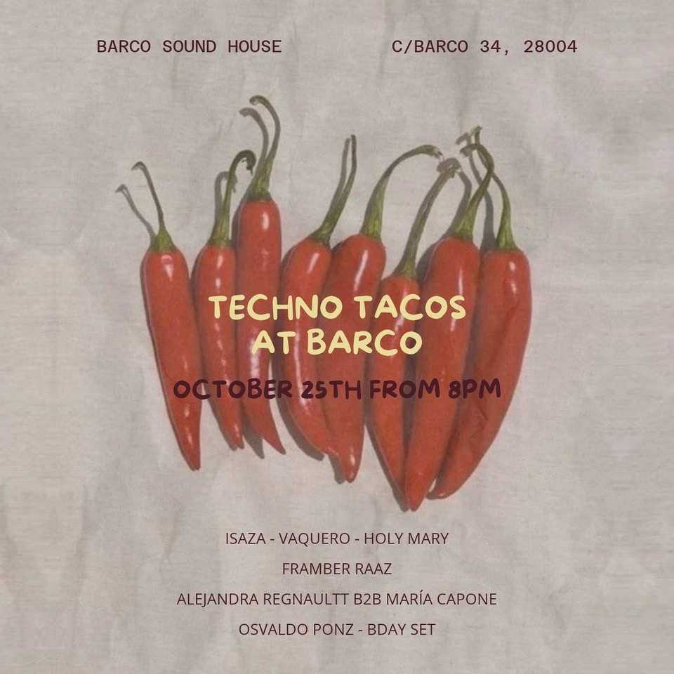 Cartel de TECHNO TACOS X BARCO